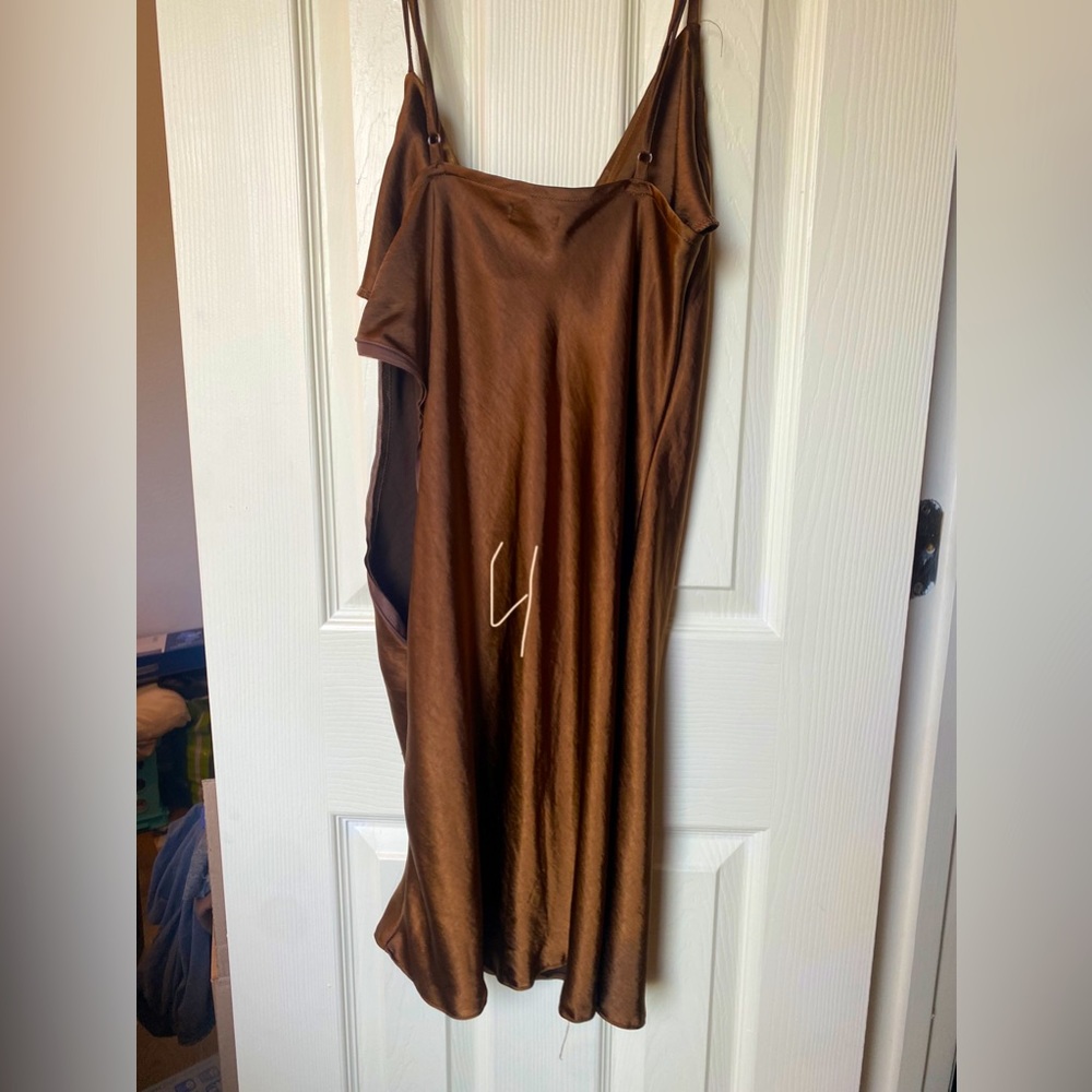 Brown satin short dress